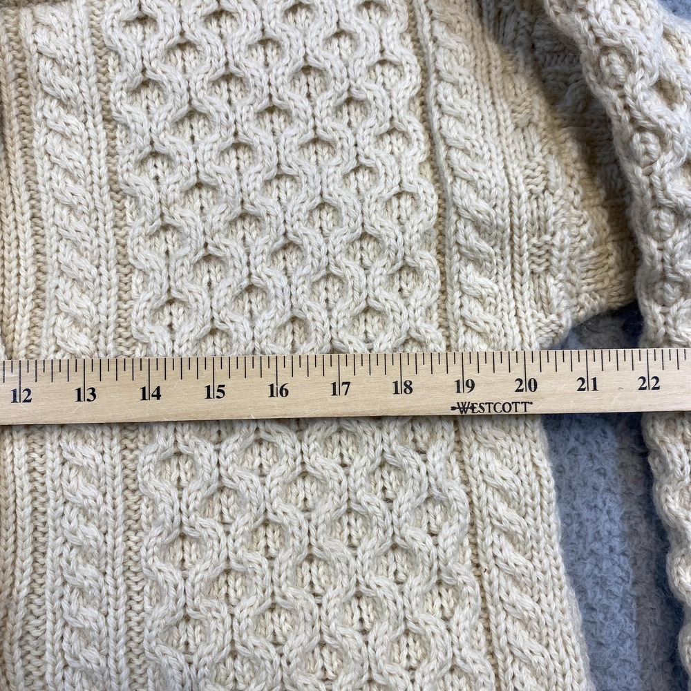 Inis Crafts‎ Sweater Womens Small Wool Aran Fisherman Cardigan Made in Ireland - Picture 6 of 10